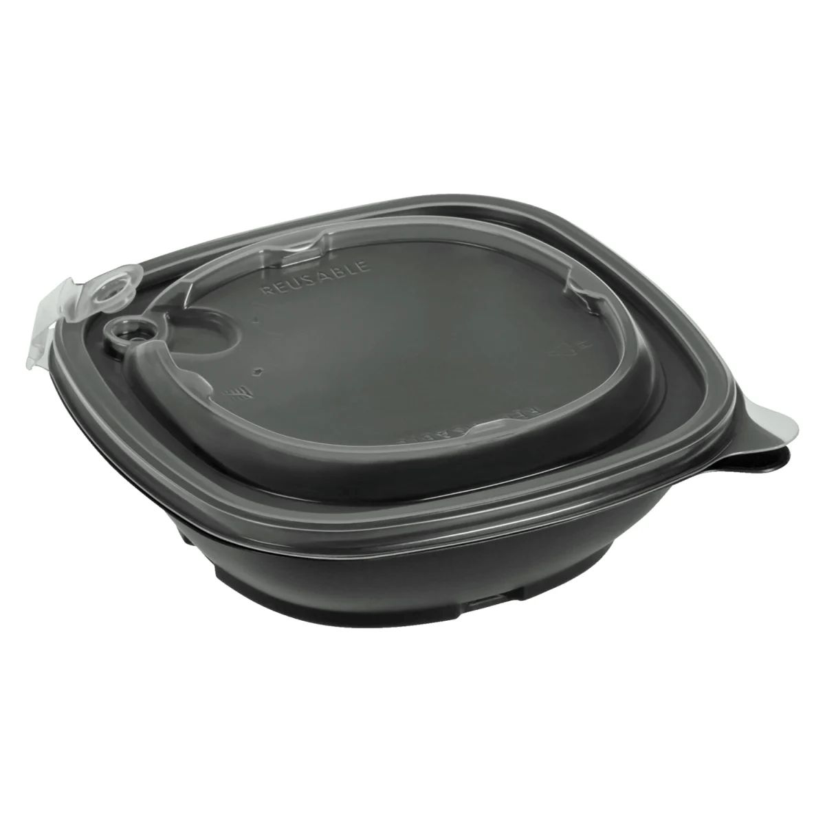 suplesse Återanvändbar skål Suplesse med lock; 500ml, 17x17x5 cm (LxBxH); Svart; Kvadratisk; 50 Styck / Förpackning