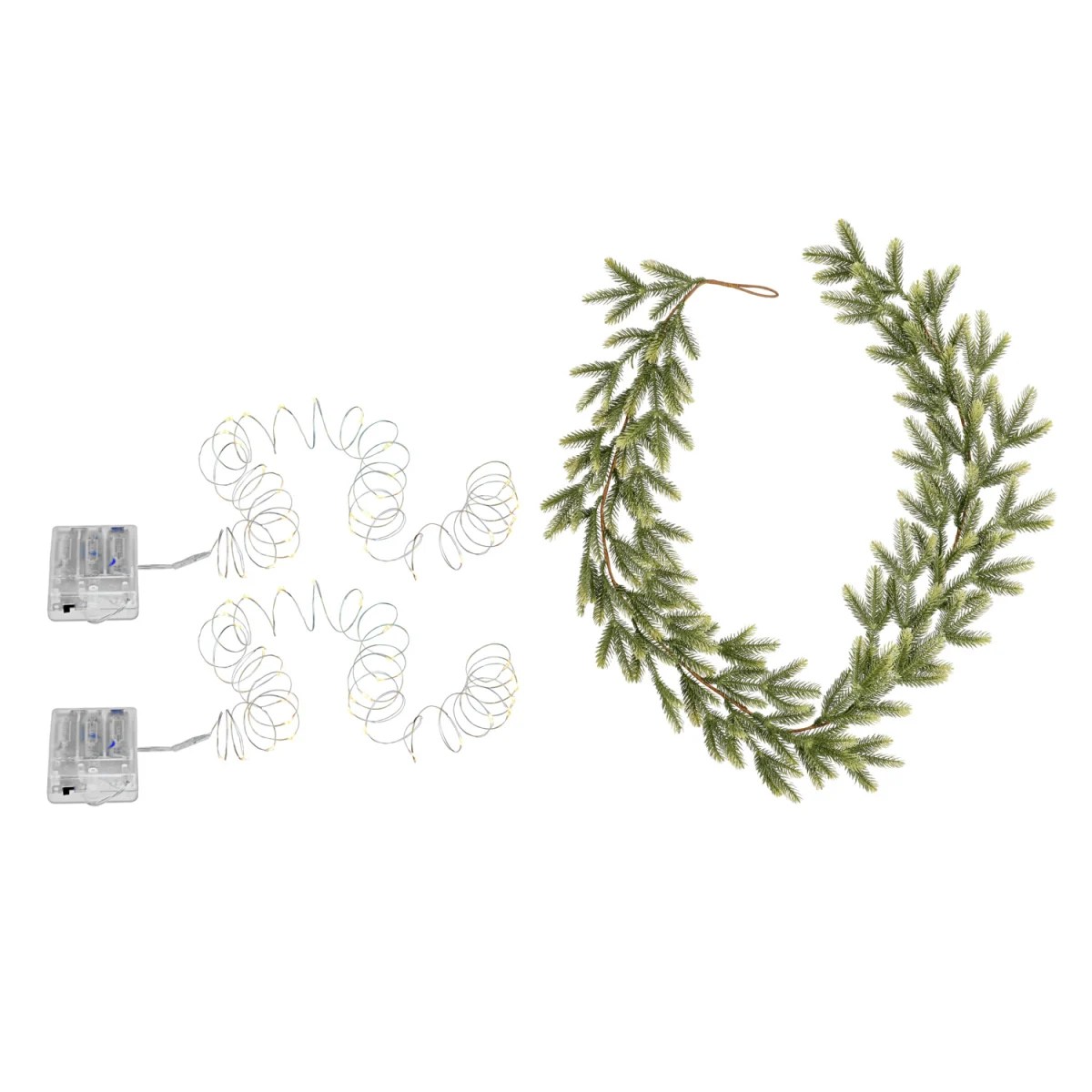 Girlang med LED-ljusslinga Albi; Grön/Transparent