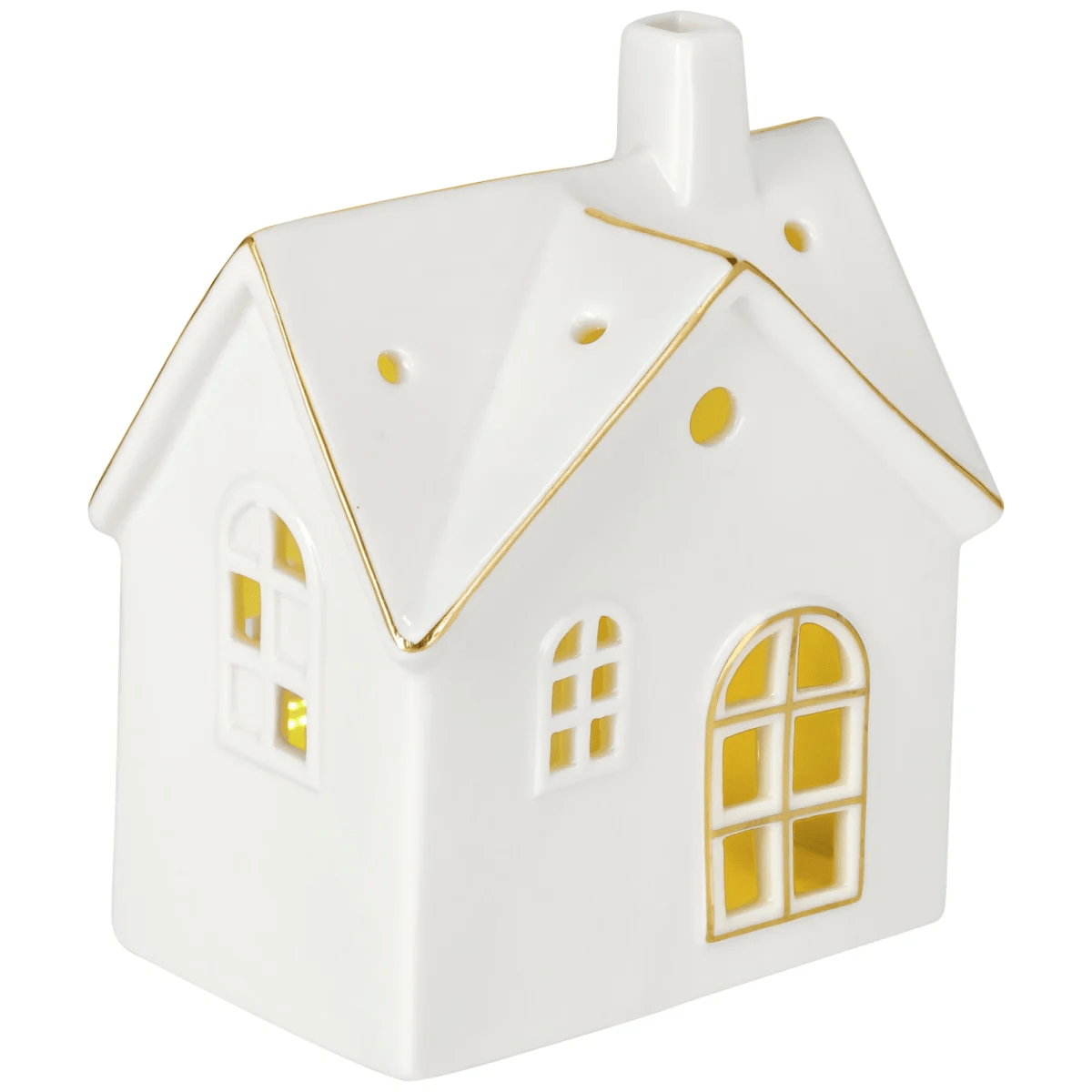 LED-ljuslykta Altone; 12.2×8.9×14.8 cm (LxBxH); Vit/Guldfärg