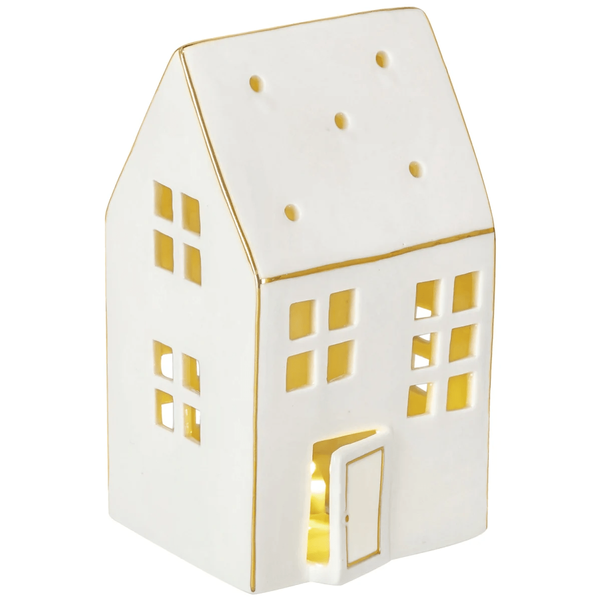 LED-ljuslykta Alnesa; 7.8×7.8×13.8 cm (LxBxH); Vit/Guldfärg