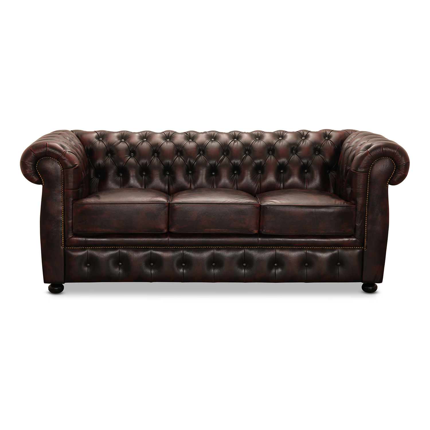 HAGA Liverpool 3-sits Chesterfield Soffa – Oxblodsläder
