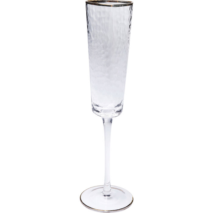 KARE DESIGN Hommage champagneglas, med struktur och guldkant, handgjort – klart glas
