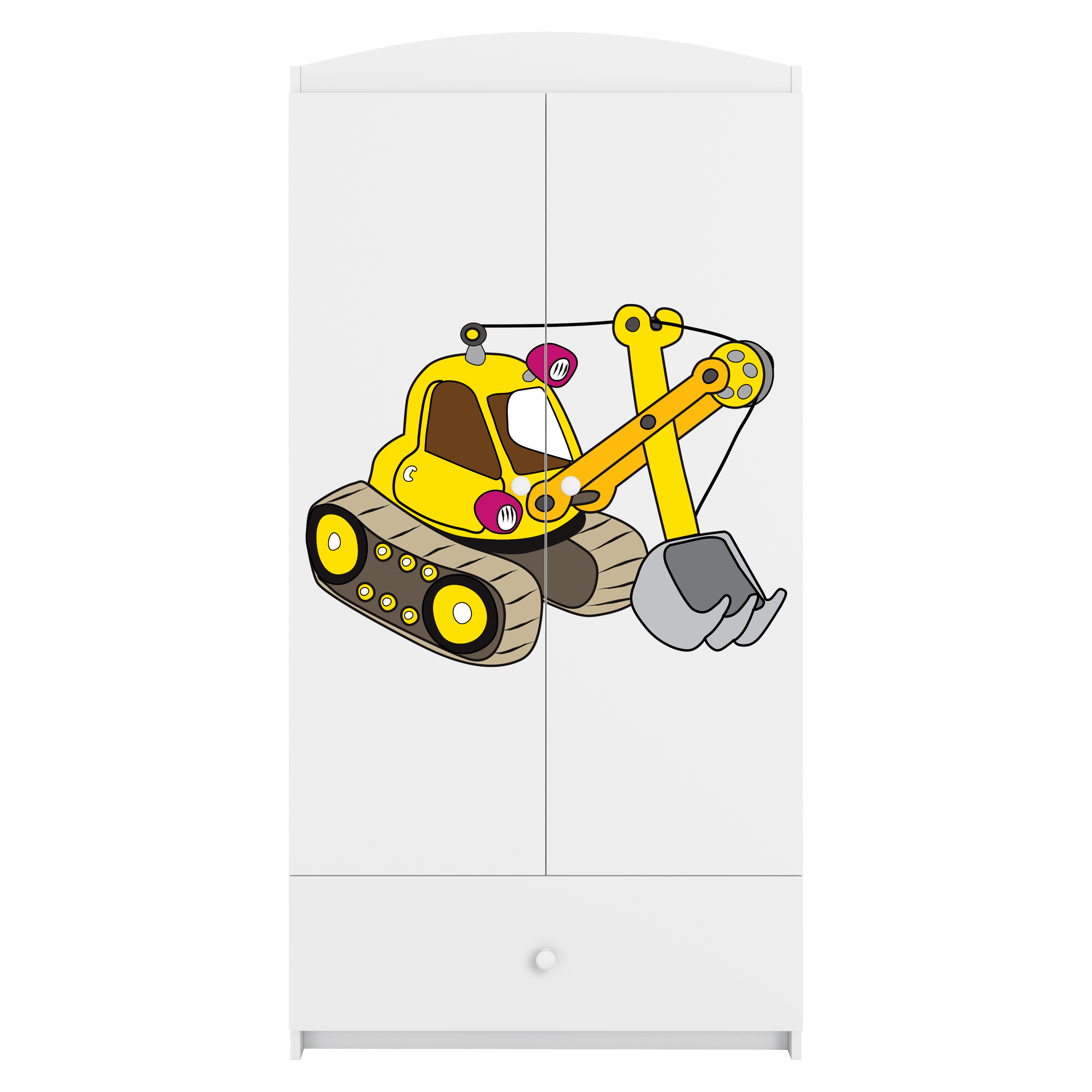 Babydreams garderob för barn med grävmaskin, med 2 dörrar, 1 låda – vit laminat