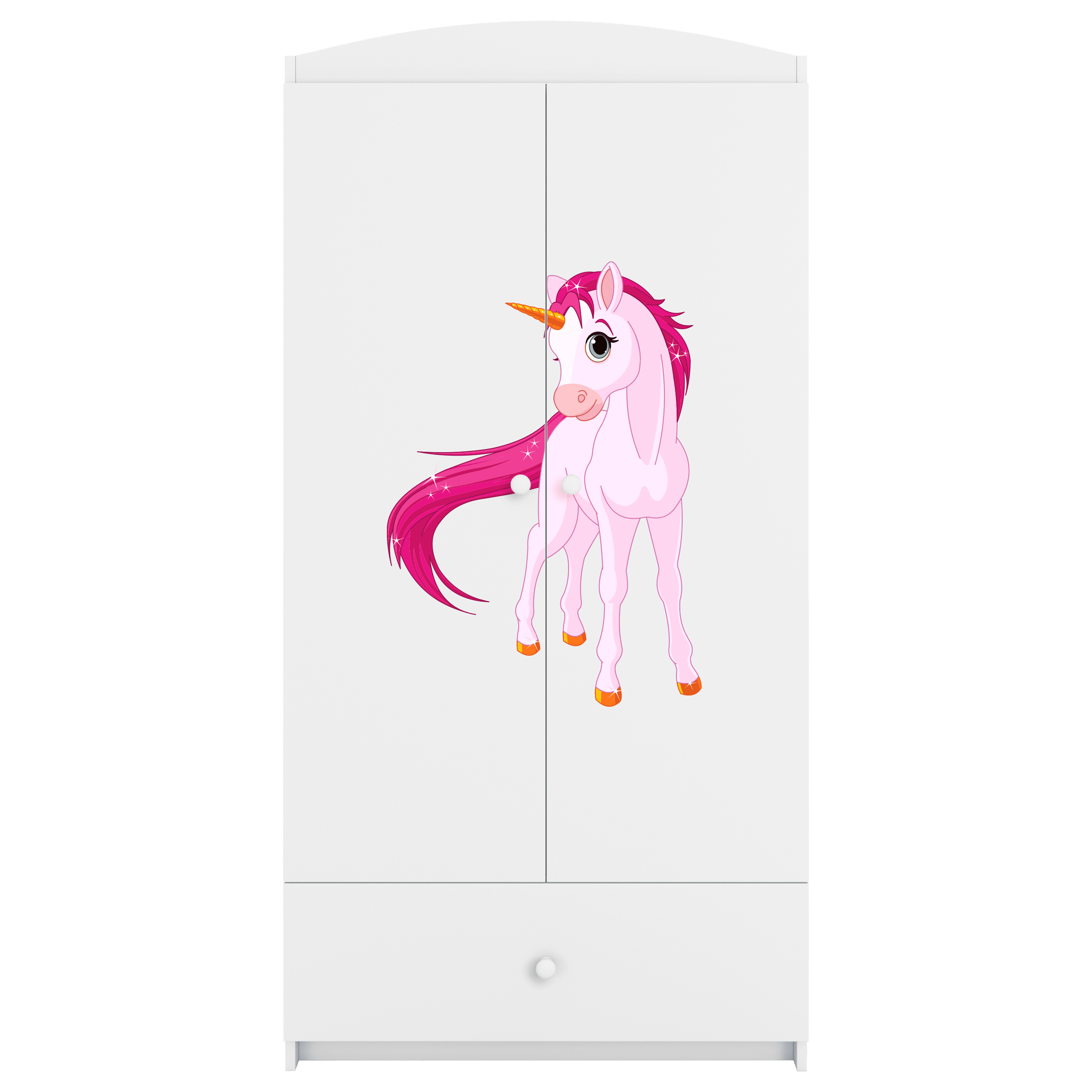 Babydreams garderob för barn med enhörning, med 2 dörrar, 1 låda – vit laminat