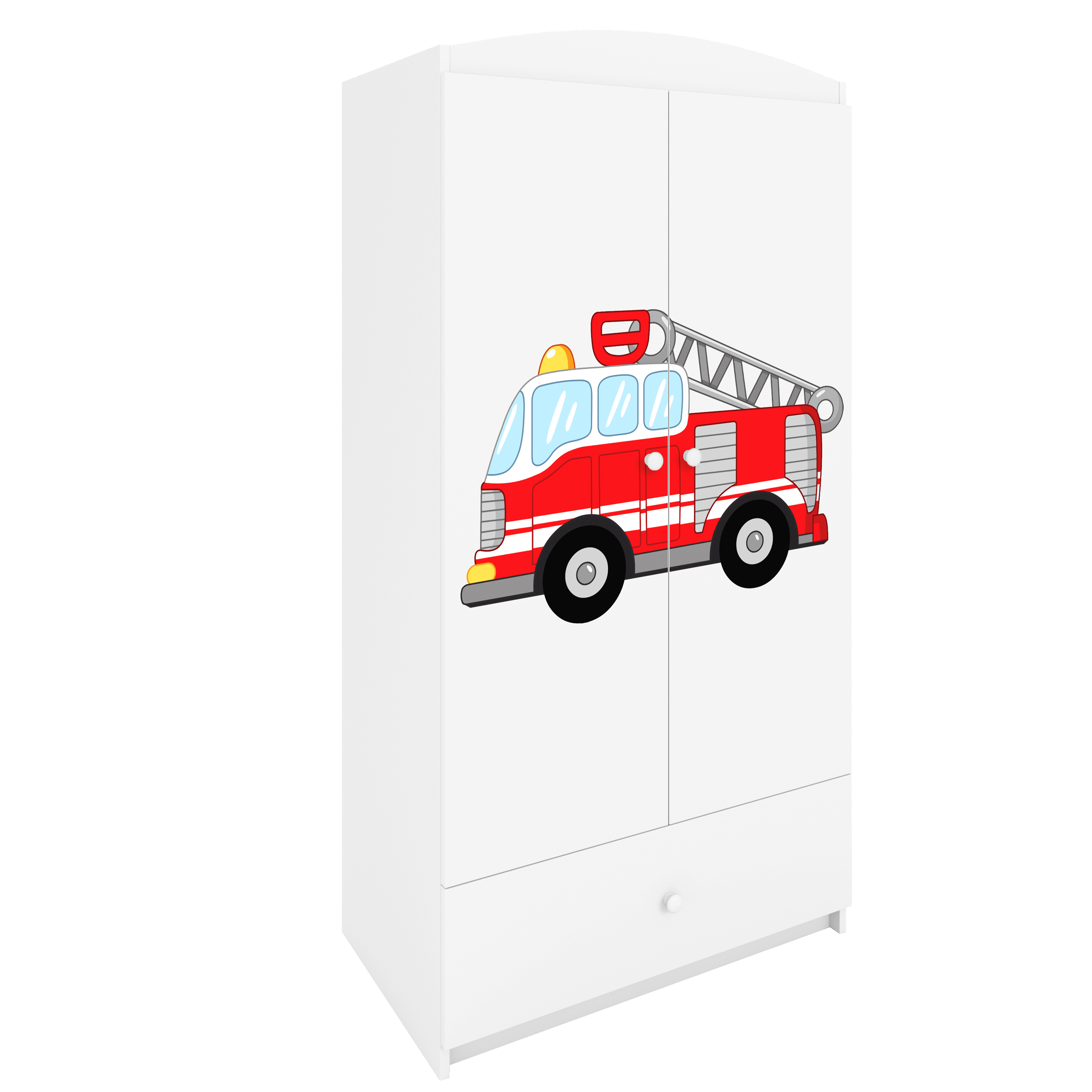 Babydreams garderob för barn med brandbil, med 2 dörrar, 1 låda – vit laminat