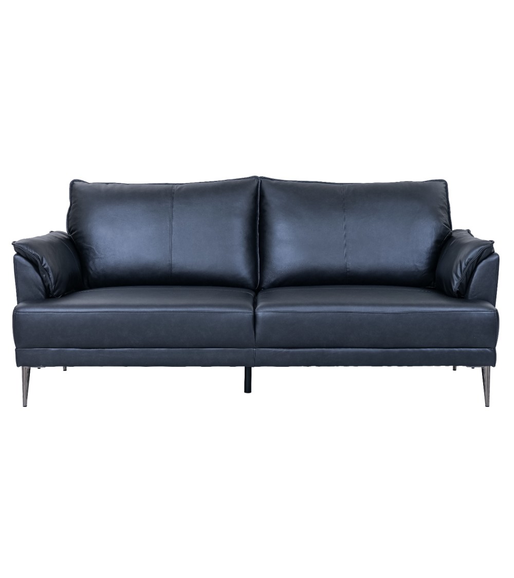 Soul 3-sits soffa – svart semianilinläder och svart metall
