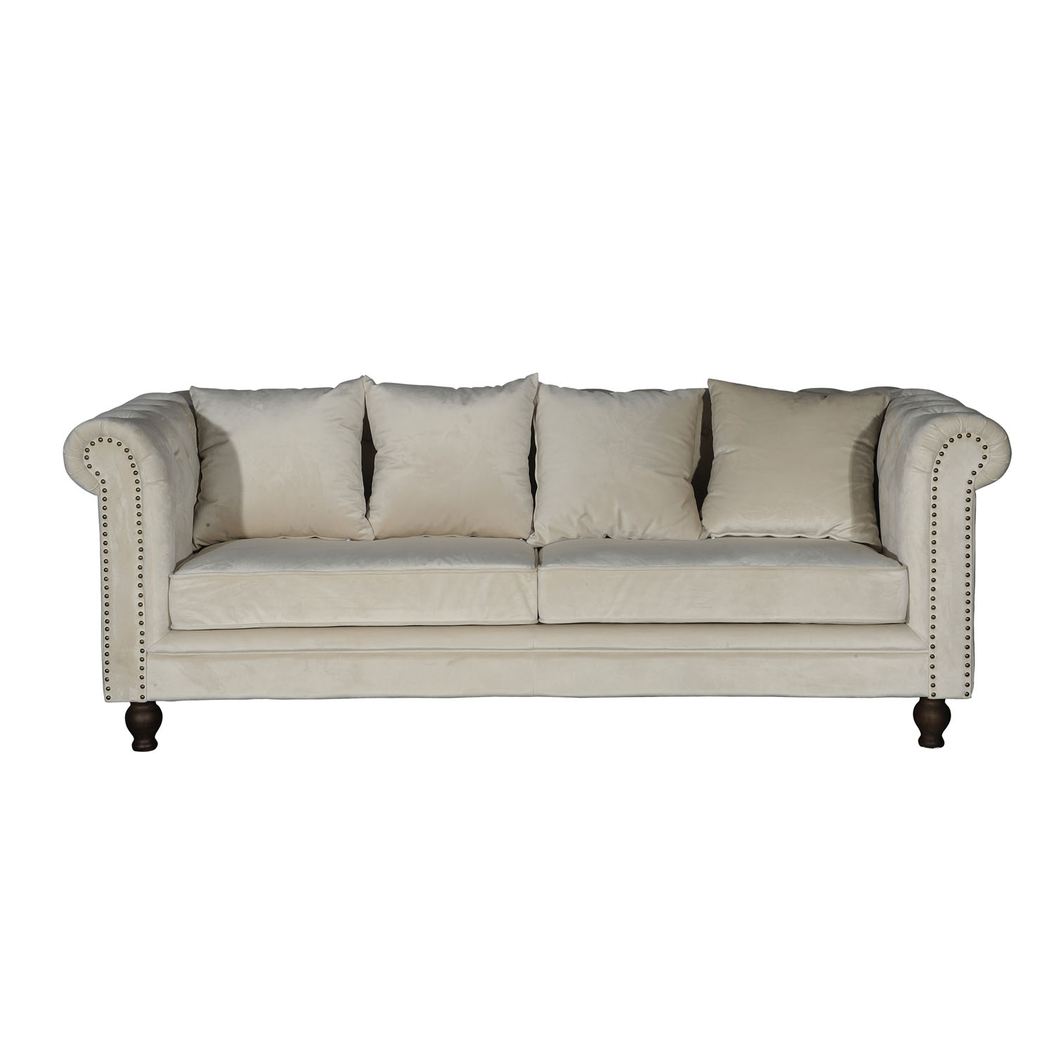 VENTURE DESIGN Velvet 3-sits Soffa – Beige Velour och Trä