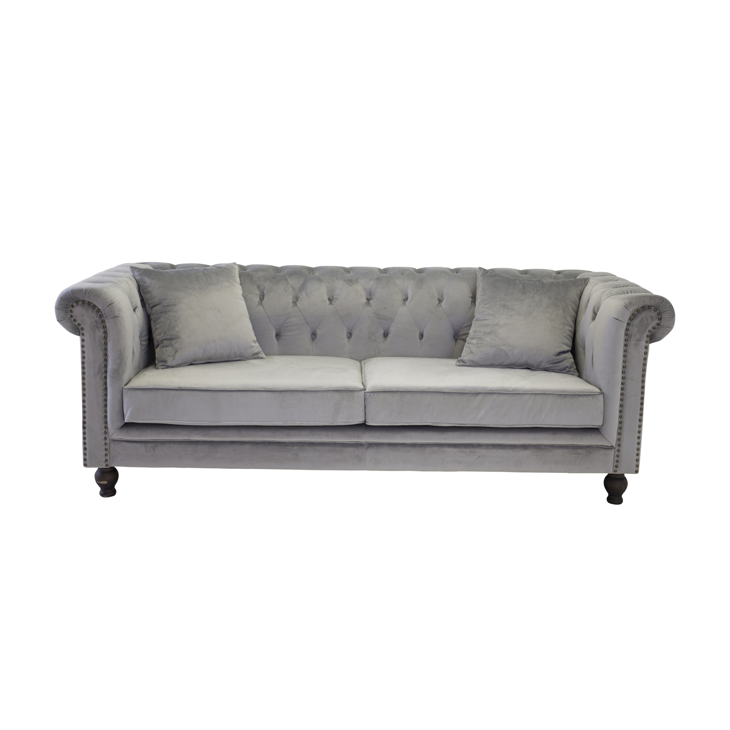 VENTURE DESIGN Velvet 3-sits Soffa – Ljusgrå Velour och Trä