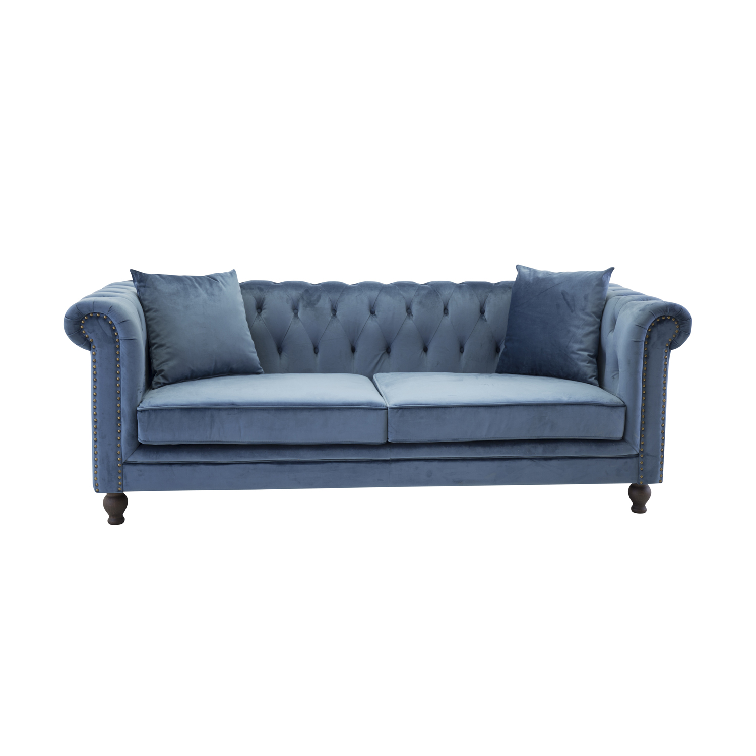 VENTURE DESIGN Velvet 3-sits Soffa – Blå Velour och Trä
