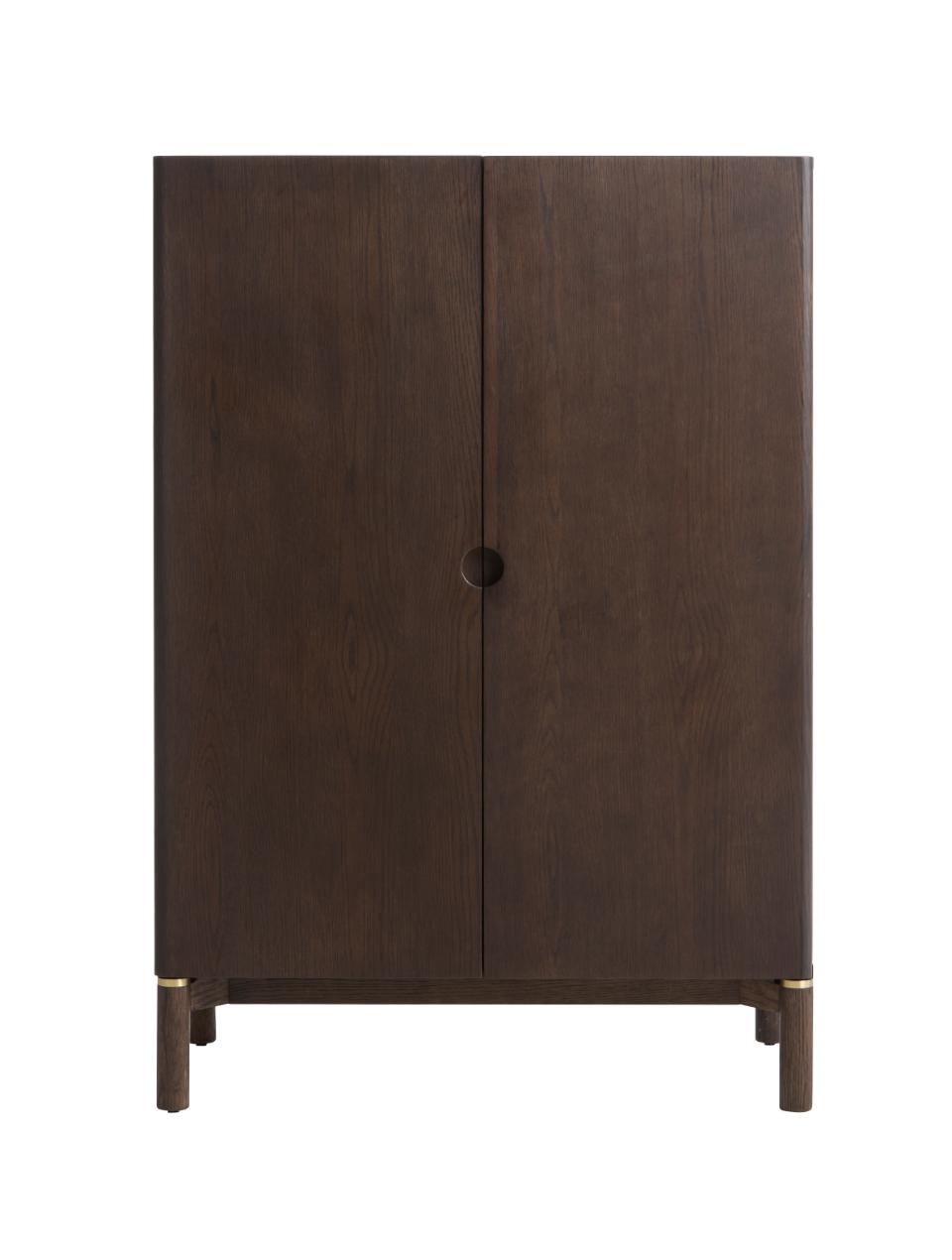 Arun garderob, m. 2 dörrar och 4 hyllor – espressoolja (H:130)