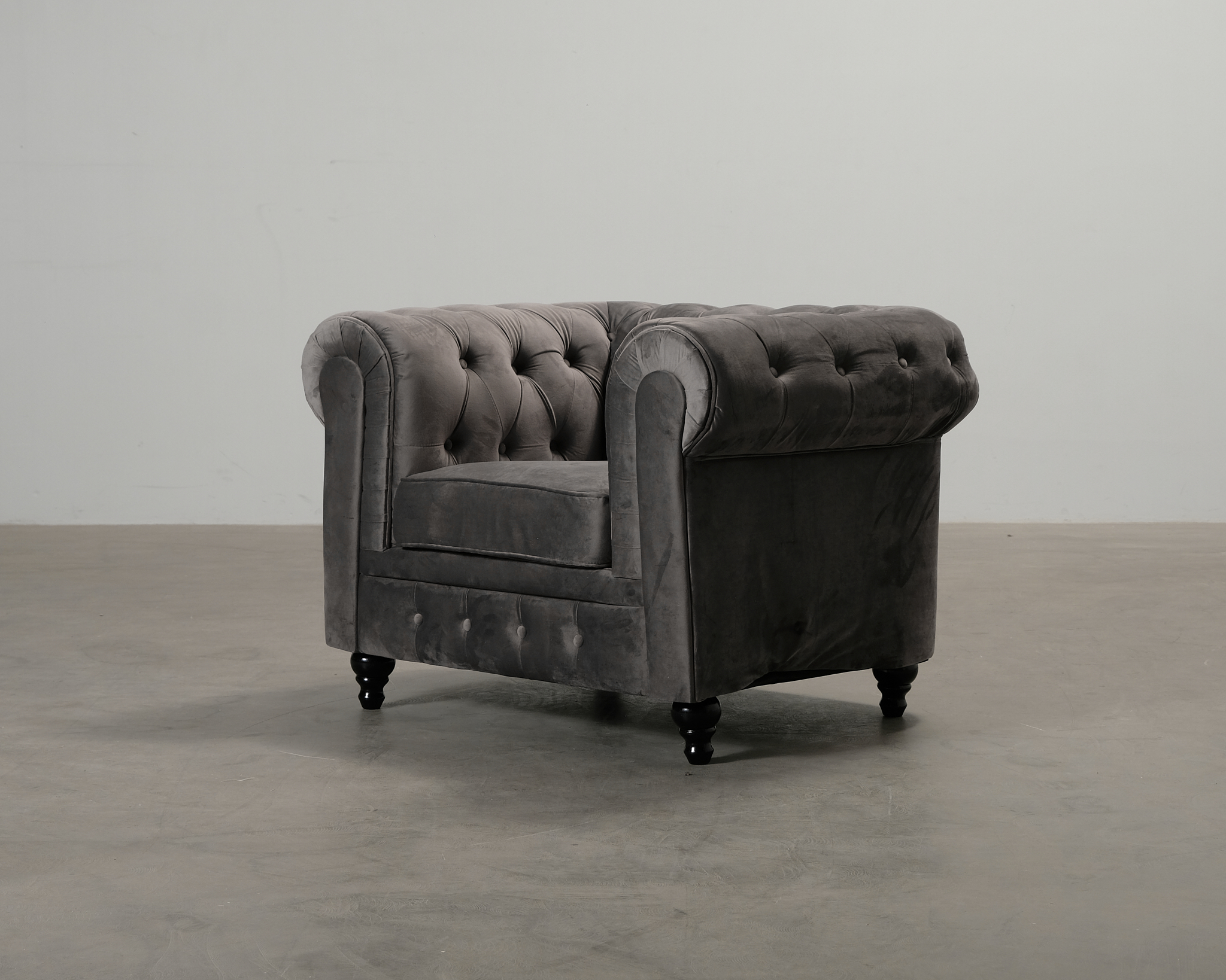 Manor House Chesterfield Lyx fåtölj grå