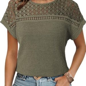 Dokotoo Women’s Tops Casual Scoop Neck Short Sleev… Dokotoo Women’s Tops Casual Scoop Neck Short Sleev…