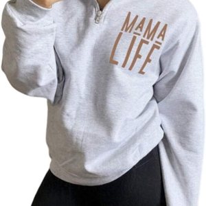 TAIUICY Women Mama Life Zip Up Pullover Sweatshirt… TAIUICY Women Mama Life Zip Up Pullover Sweatshirt…