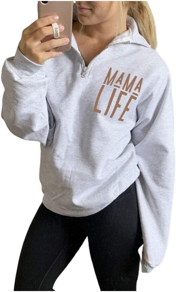TAIUICY Women Mama Life Zip Up Pullover Sweatshirt… TAIUICY Women Mama Life Zip Up Pullover Sweatshirt…