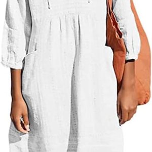 Lafural Womens V Neck Cotton Casual Loose Shift Tu… Lafural Womens V Neck Cotton Casual Loose Shift Tu…