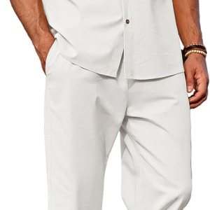COOFANDY Men 2 Piece Linen Outfit Beach Button Dow… COOFANDY Men 2 Piece Linen Outfit Beach Button Dow…