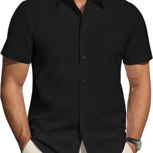 J.VER Men’s Short Sleeve Dress Shirts Stretch Stai… J.VER Men’s Short Sleeve Dress Shirts Stretch Stai…