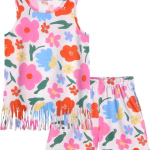 Arshiner Girls Summer Outfits Sleeveless Fringe Ta… Arshiner Girls Summer Outfits Sleeveless Fringe Ta…