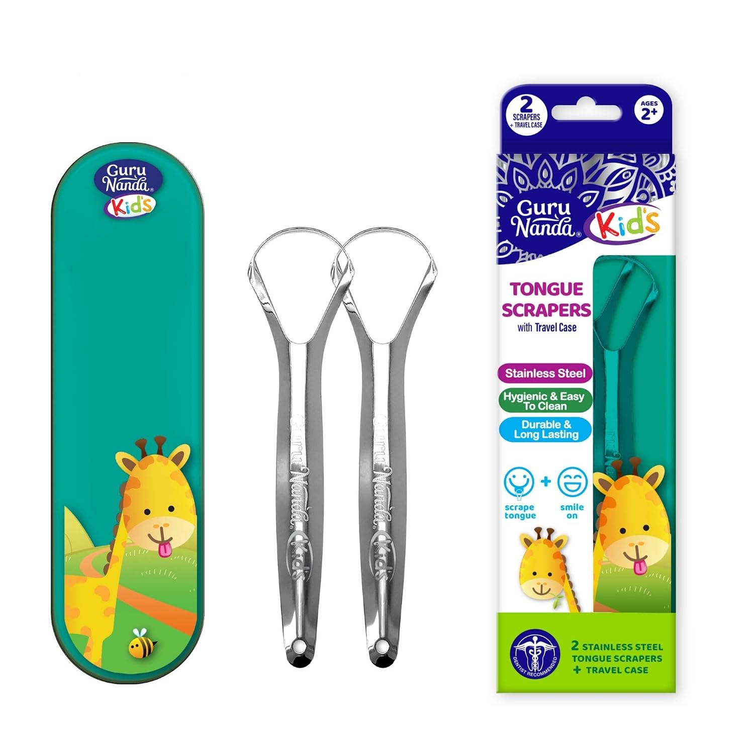 GuruNanda Kids Tongue Scraper (2-Pack) with Travel… GuruNanda Kids Tongue Scraper (2-Pack) with Travel…