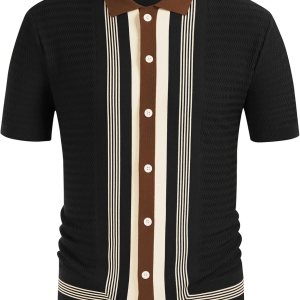PJ PAUL JONES Men’s Vintage Stripe Knit Polo Shirt… PJ PAUL JONES Men’s Vintage Stripe Knit Polo Shirt…