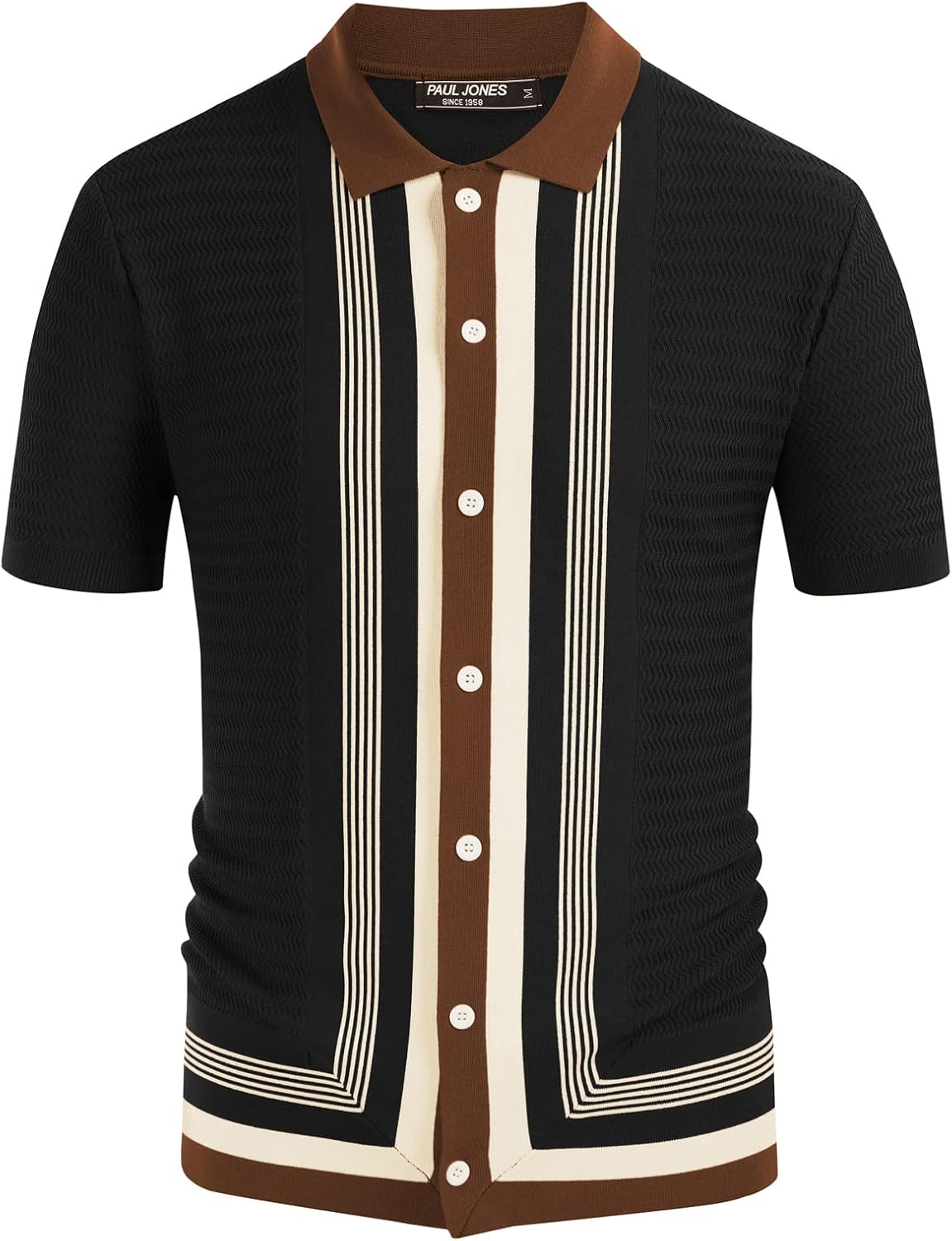 PJ PAUL JONES Men’s Vintage Stripe Knit Polo Shirt… PJ PAUL JONES Men’s Vintage Stripe Knit Polo Shirt…
