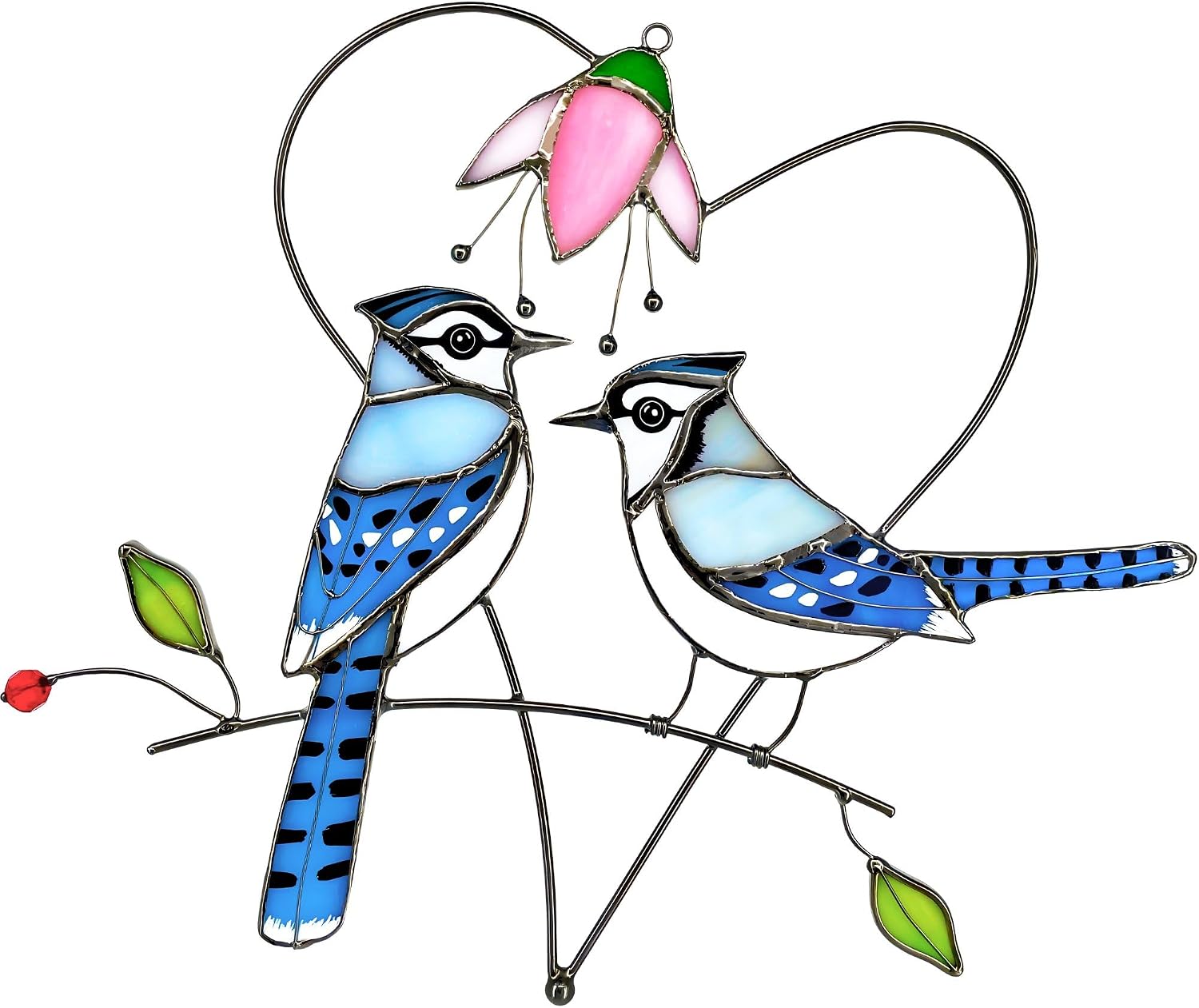 Blue Jay (1 Pair) Stained Glass Birds Suncatcher f… Blue Jay (1 Pair) Stained Glass Birds Suncatcher f…