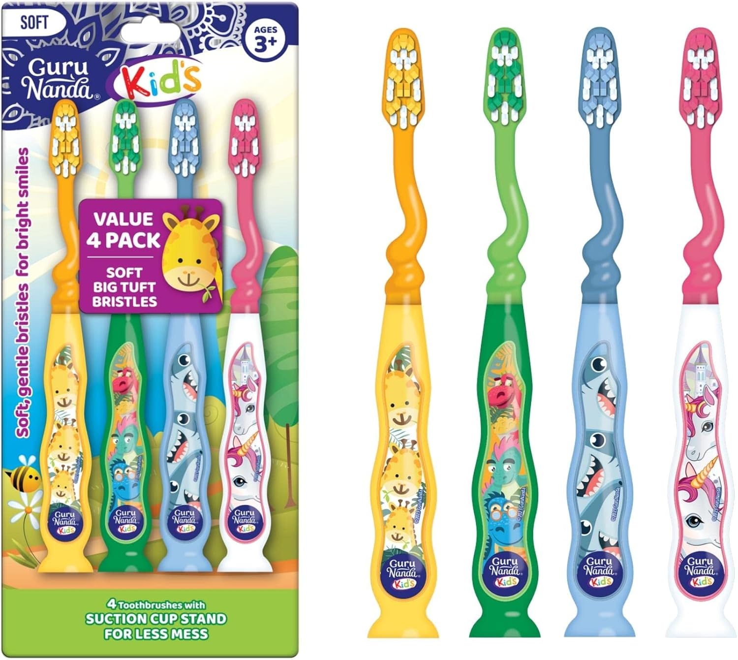 GuruNanda Kids Toothbrush with Suction Cup & Fun A… GuruNanda Kids Toothbrush with Suction Cup & Fun A…