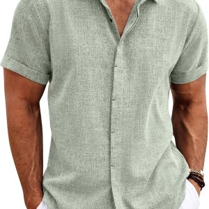 COOFANDY Men’s Linen Shirts Short Sleeve Casual Sh… COOFANDY Men’s Linen Shirts Short Sleeve Casual Sh…