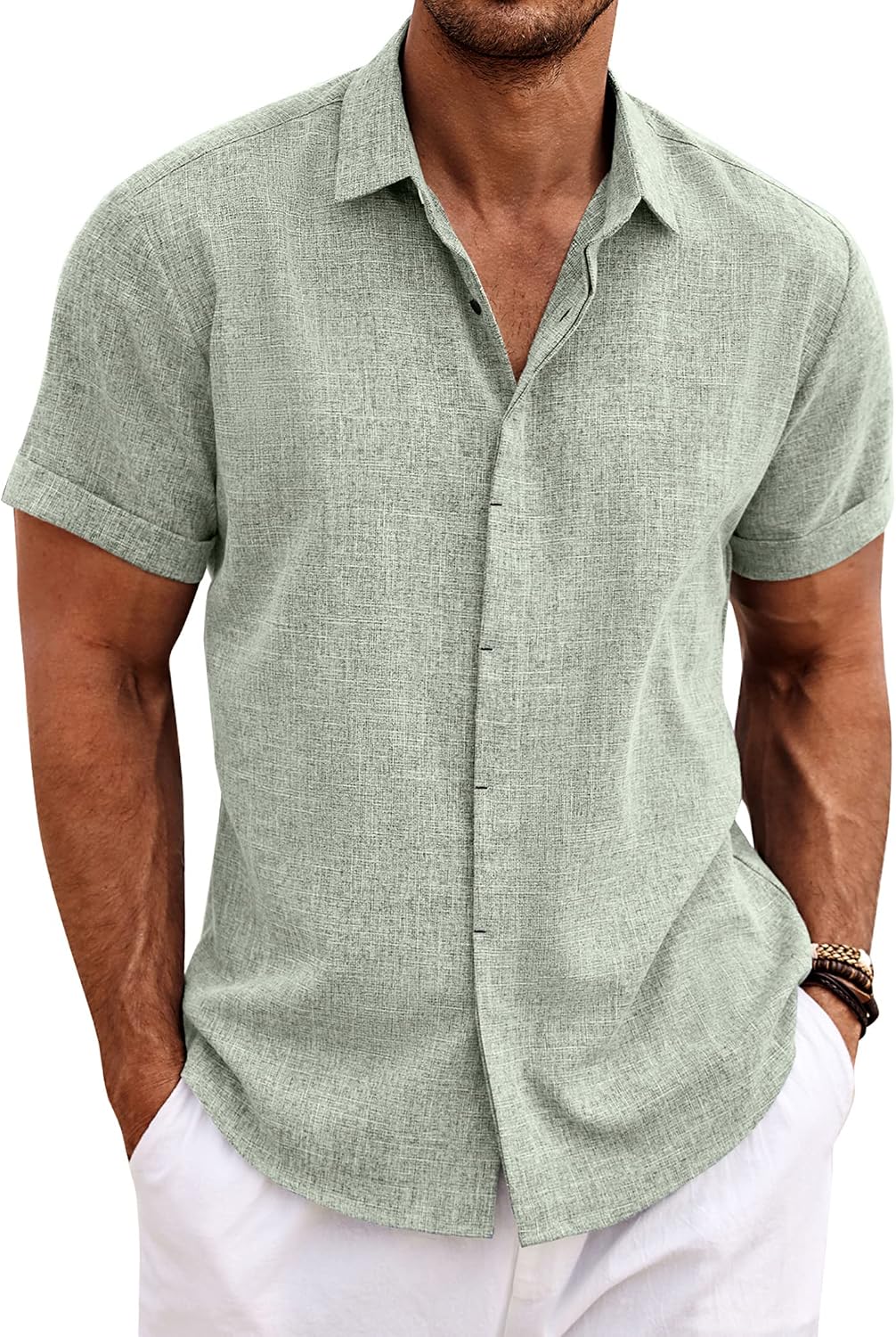 COOFANDY Men’s Linen Shirts Short Sleeve Casual Sh… COOFANDY Men’s Linen Shirts Short Sleeve Casual Sh…