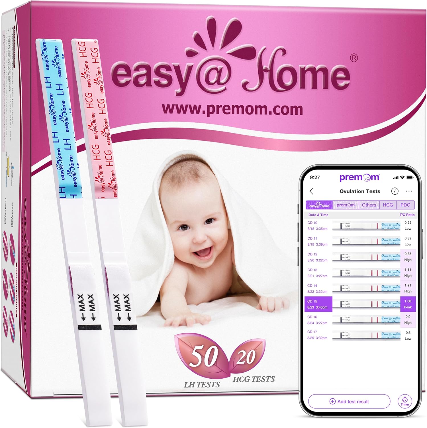Easy@Home 50 Ovulation Test Strips and 20 Pregnanc… Easy@Home 50 Ovulation Test Strips and 20 Pregnanc…