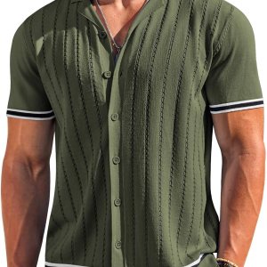 COOFANDY Men’s Short Sleeve Knit Shirt Casual Butt… COOFANDY Men’s Short Sleeve Knit Shirt Casual Butt…