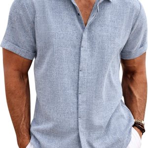 COOFANDY Men’s Linen Shirts Short Sleeve Casual Sh… COOFANDY Men’s Linen Shirts Short Sleeve Casual Sh…