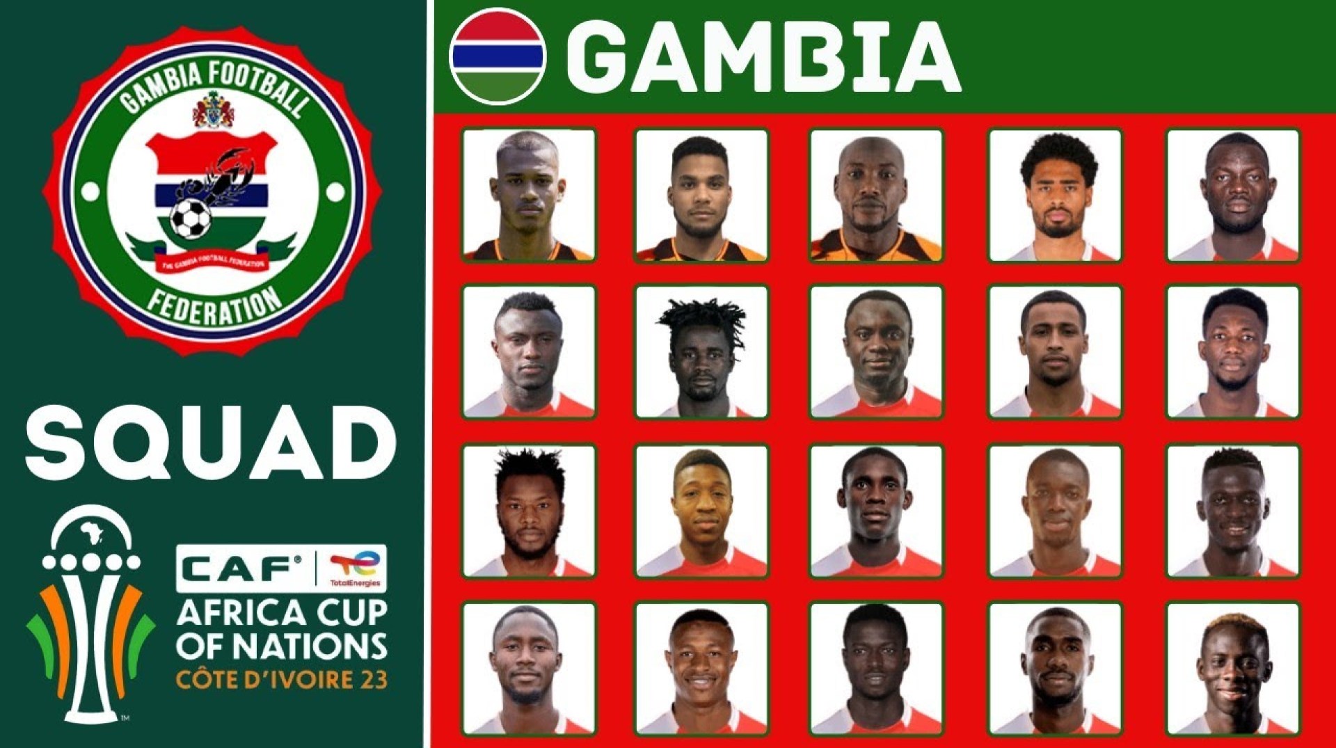 GAMBIA Official Squad AFCON 2023 | African Cup Of Nations 2023 | FootWorld GAMBIA Official Squad AFCON 2023 | African Cup Of Nations 2023 | FootWorld