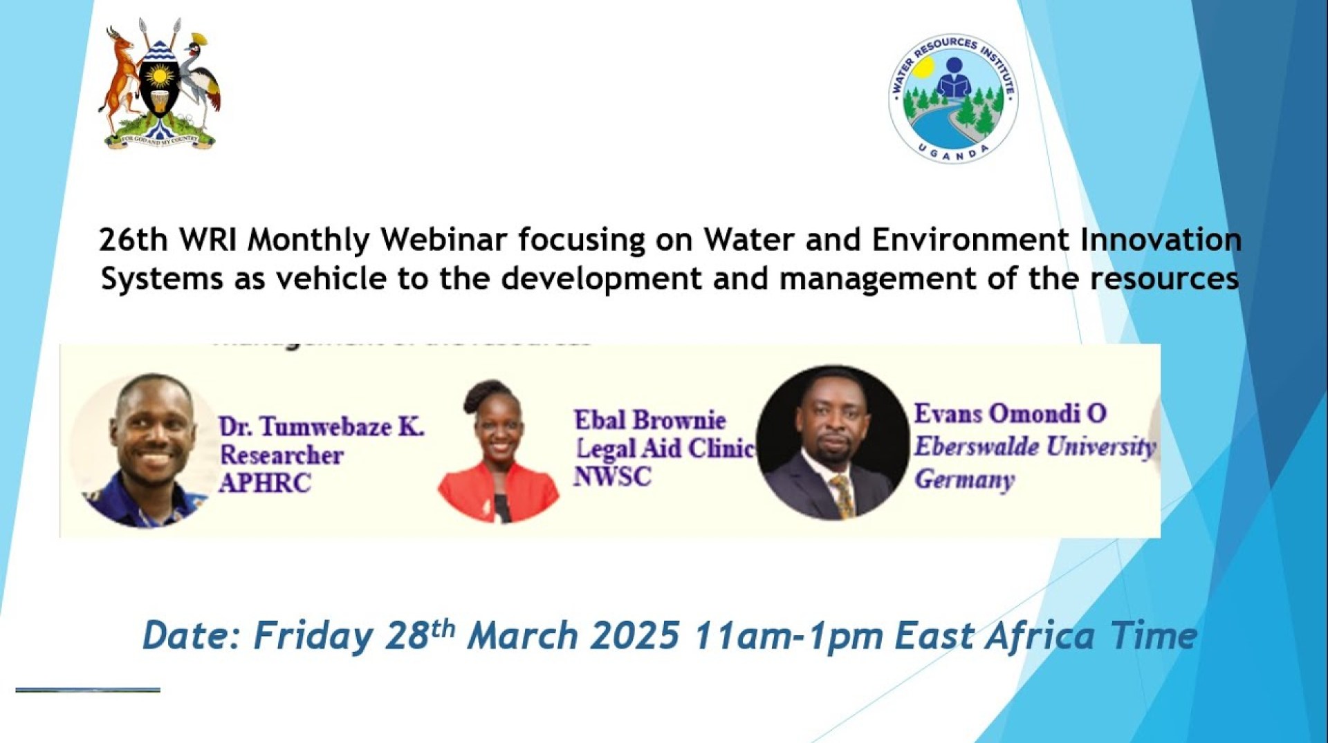 26th WRI Monthly Webinar focusing on Water and Environment Innovation Systems 26th WRI Monthly Webinar focusing on Water and Environment Innovation Systems