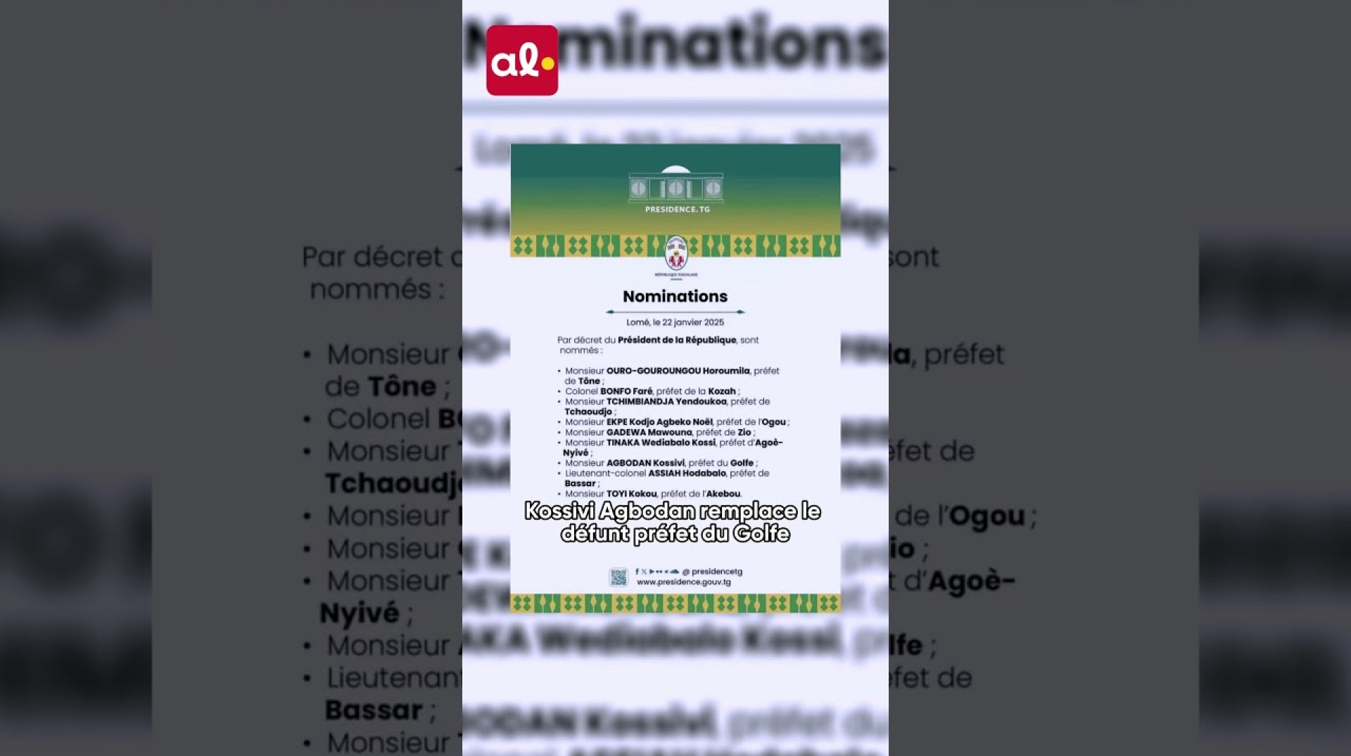 9 nouveaux préfets nommés, changements majeurs dans le Golfe , Kozah et Agoè-Nyivé* 9 nouveaux préfets nommés, changements majeurs dans le Golfe , Kozah et Agoè-Nyivé*