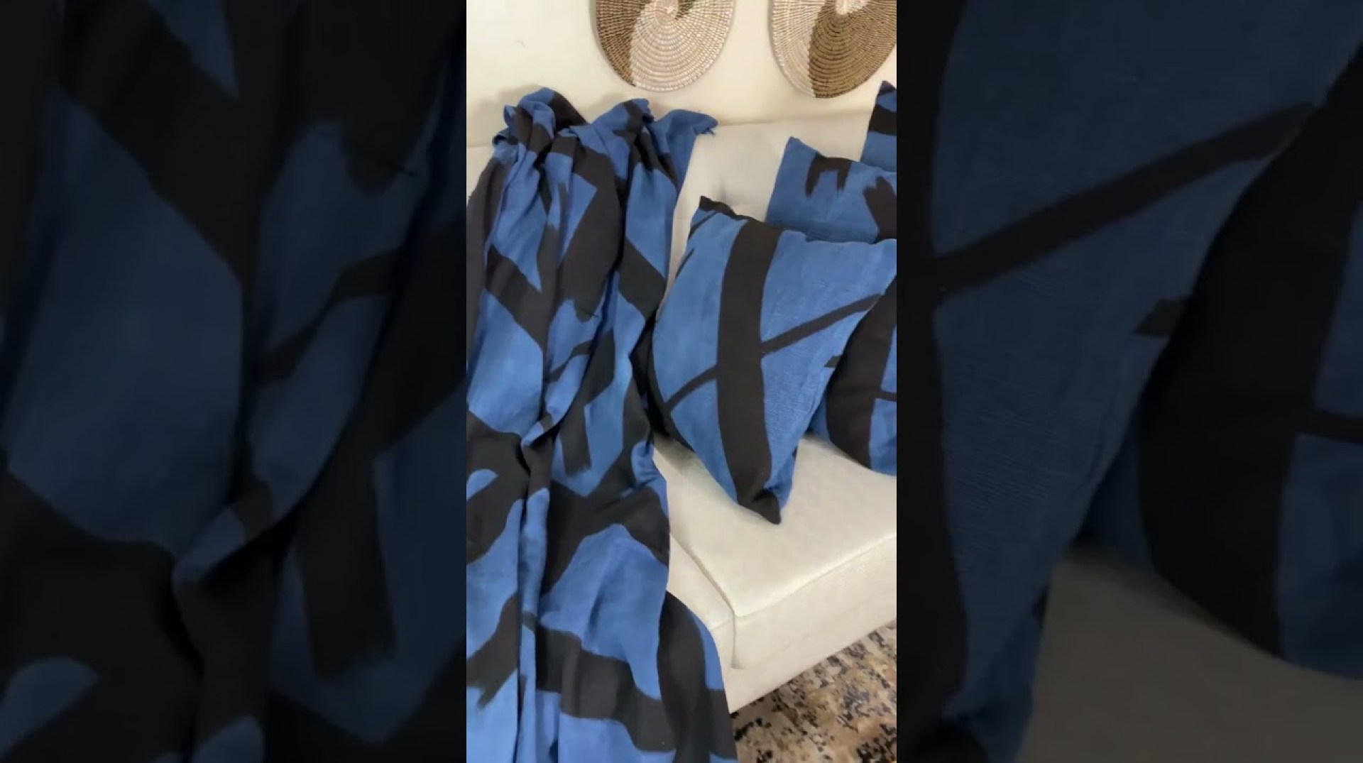 Nina Blue African Mudcloth Blanket Set, Traditional Textile Bedsheet Nina Blue African Mudcloth Blanket Set, Traditional Textile Bedsheet