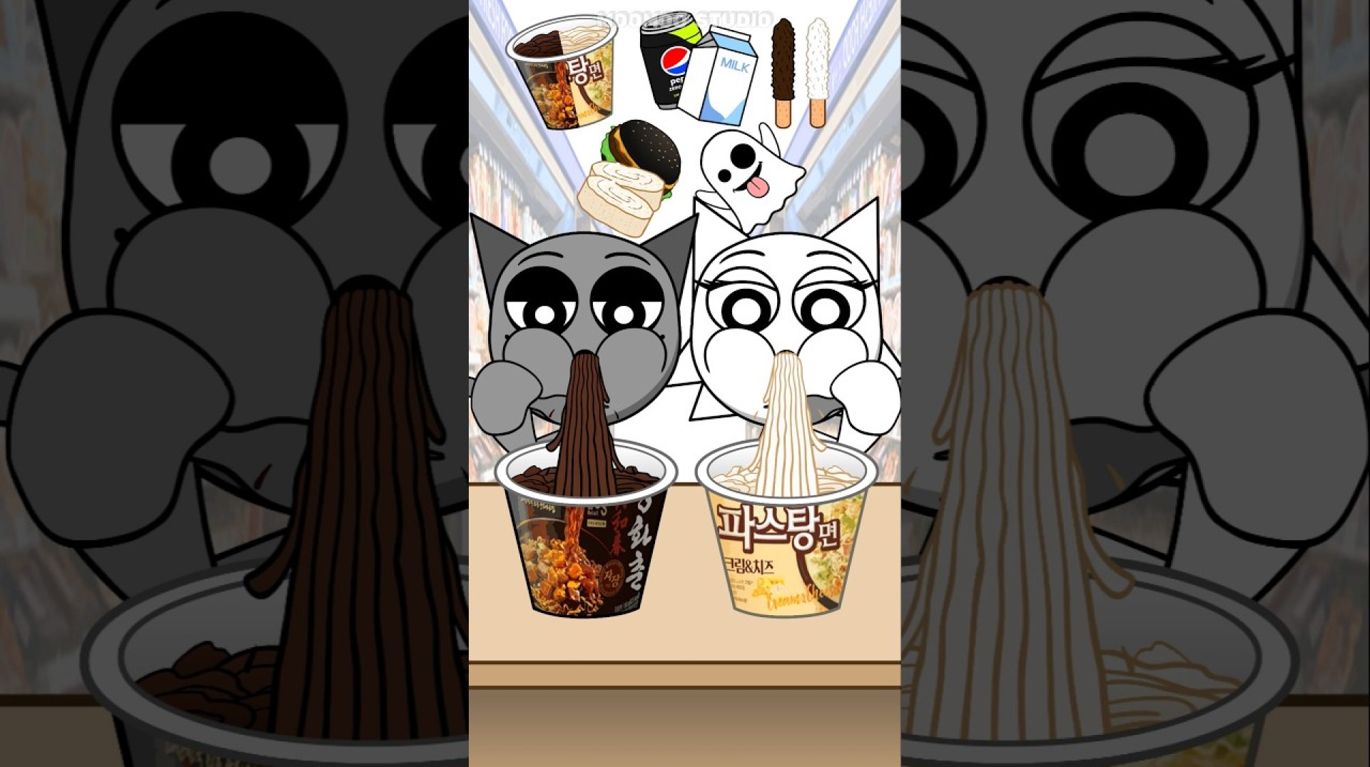 Sprunki Black and White Mukbang Sprunki Black and White Mukbang