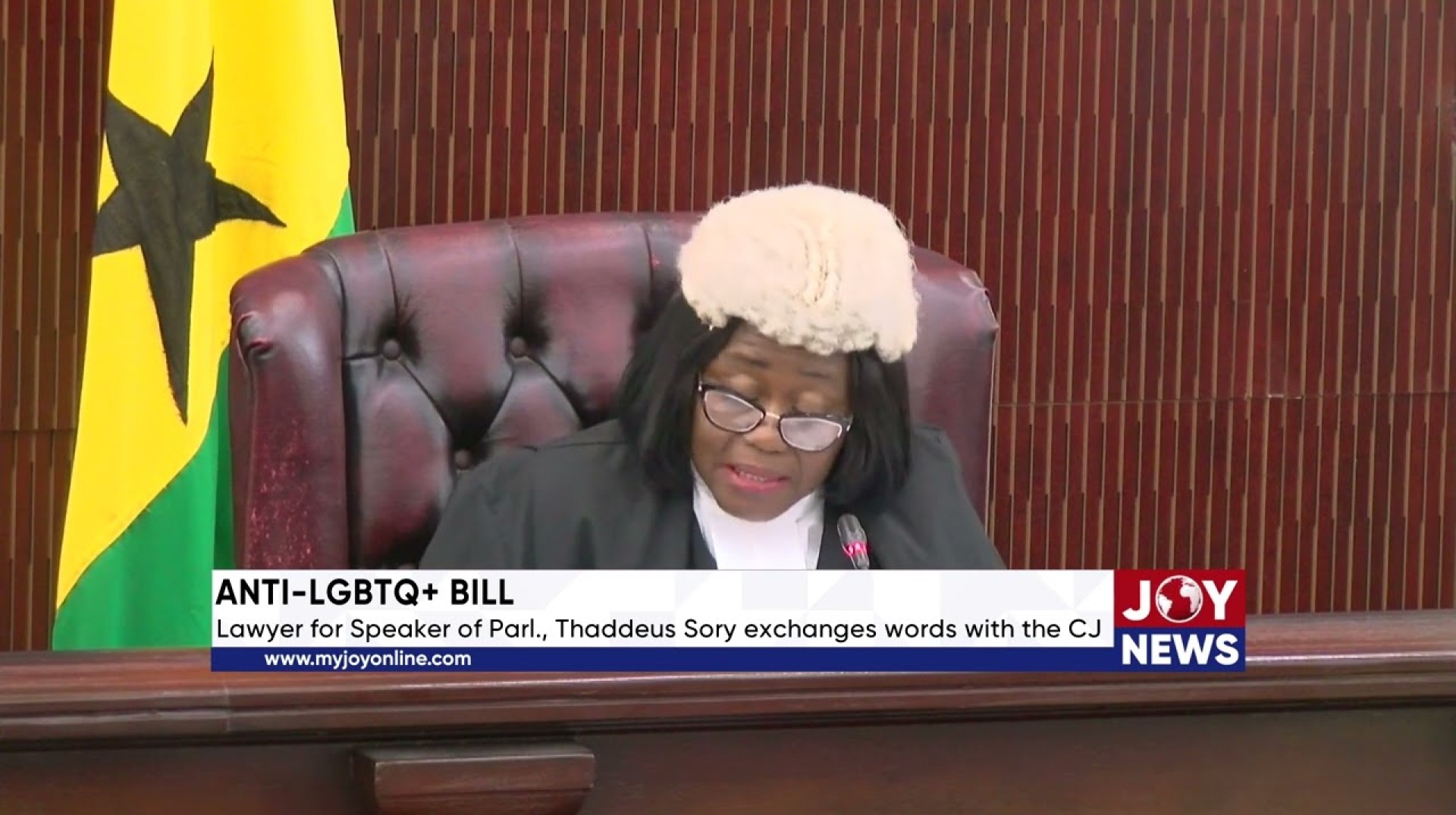 ANTI-LGBTQ+ BILL: Lawyer for Speaker of Parl., Thaddeus Sory exchanges words with the CJ. #JoyNews ANTI-LGBTQ+ BILL: Lawyer for Speaker of Parl., Thaddeus Sory exchanges words with the CJ. #JoyNews