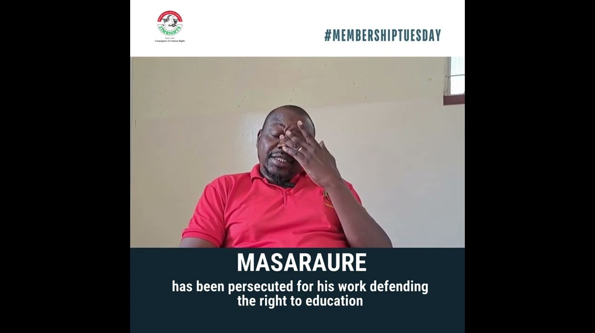 #MembershipTuesday: Masaraure dedicates US Ambassador's award to teachers, rights defenders #MembershipTuesday: Masaraure dedicates US Ambassador's award to teachers, rights defenders