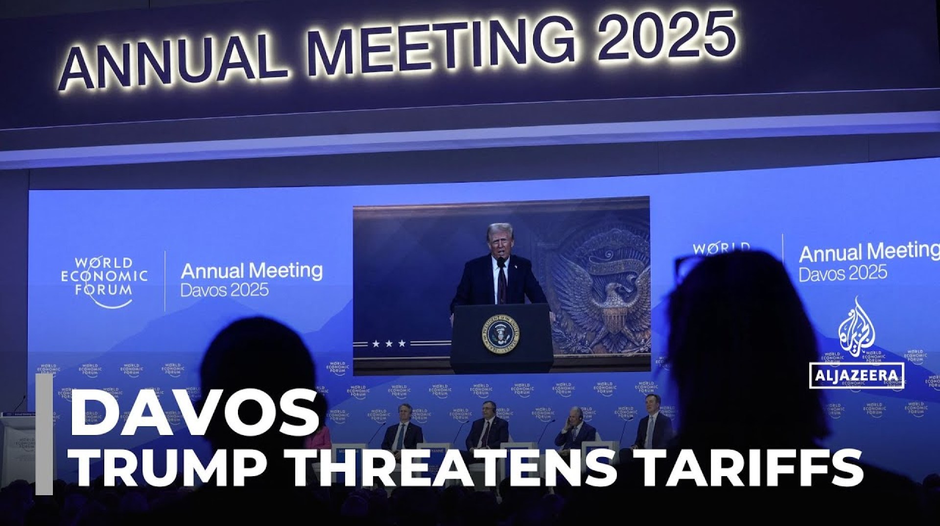 US President Trump threatens tariffs at 2025 Davos World Economic Forum US President Trump threatens tariffs at 2025 Davos World Economic Forum