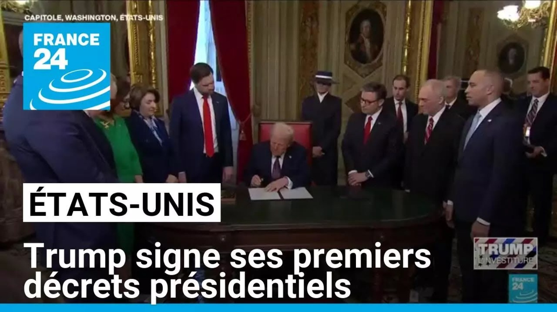 États-Unis : Donald Trump signe ses premiers décrets présidentiels depuis le Capitole États-Unis : Donald Trump signe ses premiers décrets présidentiels depuis le Capitole