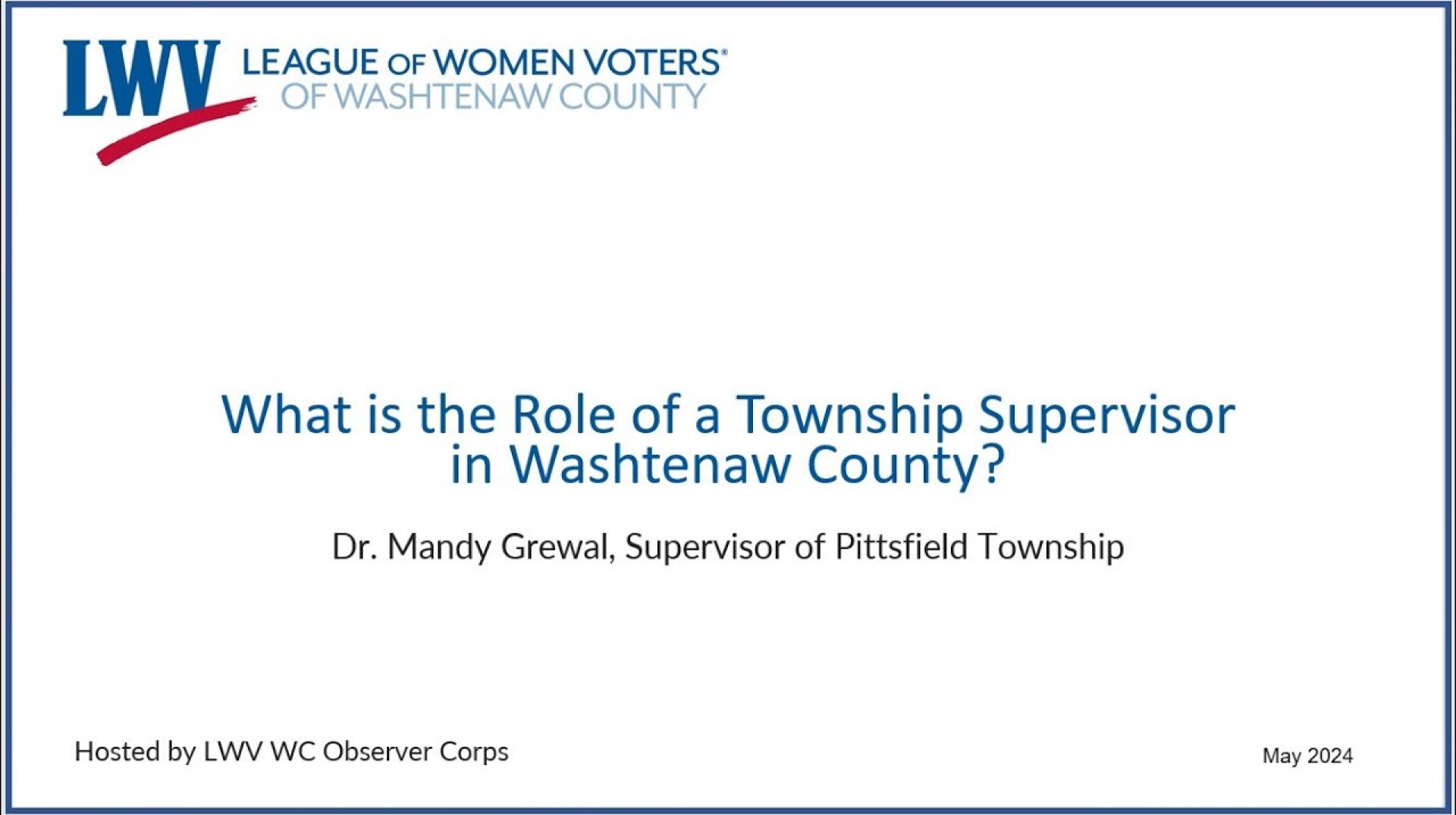 What is the Role of a Township Supervisor in Washtenaw County? What is the Role of a Township Supervisor in Washtenaw County?