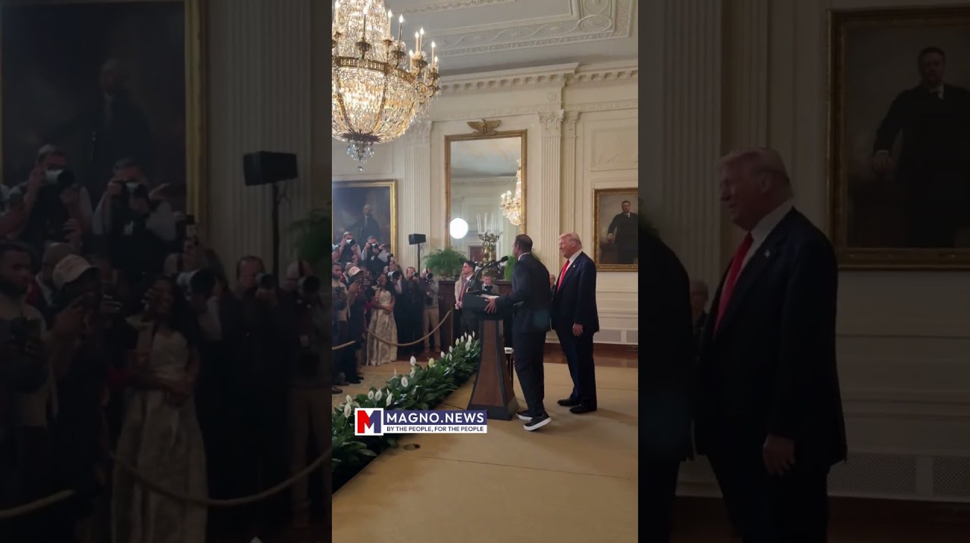 President Trump brings Tiger Woods onstage at Black History Month event in The White House President Trump brings Tiger Woods onstage at Black History Month event in The White House