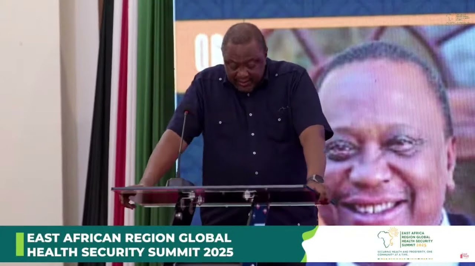 FORMER PRESIDENT UHURU KENYATTA CHEERED AS HE ADRESSES THE EAST AFRICAN GLOBAL HEALTH SUMMIT FORMER PRESIDENT UHURU KENYATTA CHEERED AS HE ADRESSES THE EAST AFRICAN GLOBAL HEALTH SUMMIT