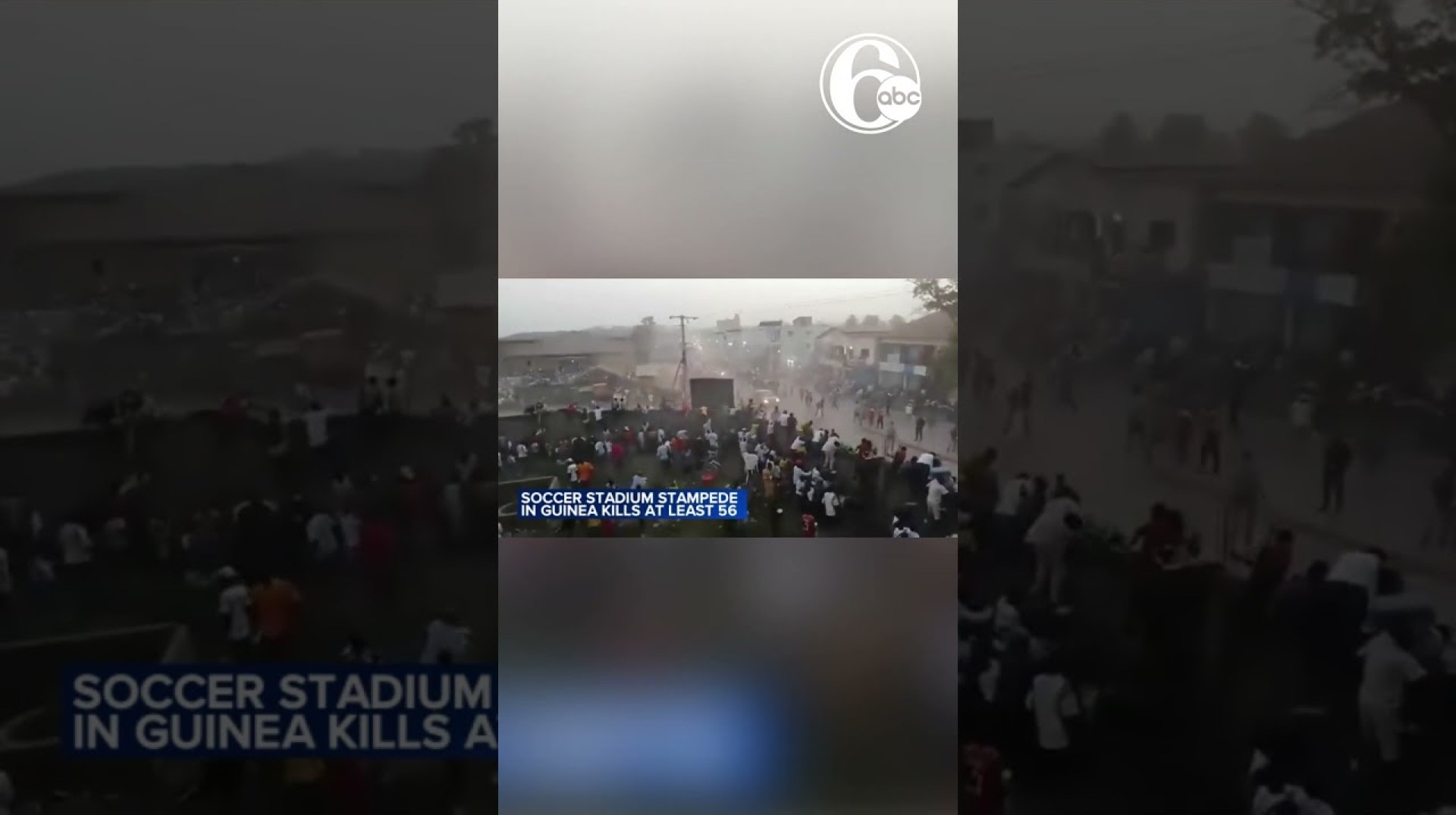 Panic among spectators at soccer game kills at least 56 in the West African nation of Guinea Panic among spectators at soccer game kills at least 56 in the West African nation of Guinea