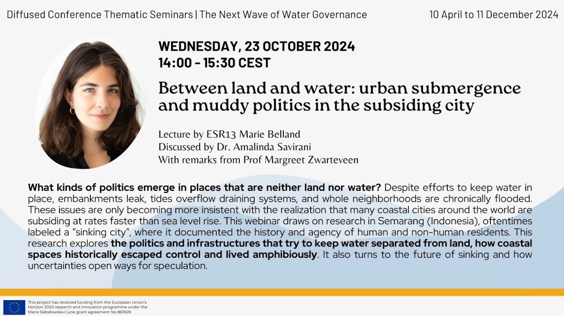 ESR13 Marie Belland Between land and water: urban submergence & muddy politics in the subsiding city ESR13 Marie Belland Between land and water: urban submergence & muddy politics in the subsiding city