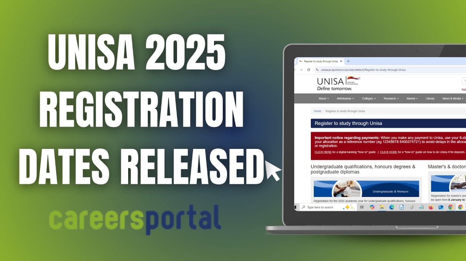Unisa 2025 Registration Dates Released | Careers Portal Unisa 2025 Registration Dates Released | Careers Portal