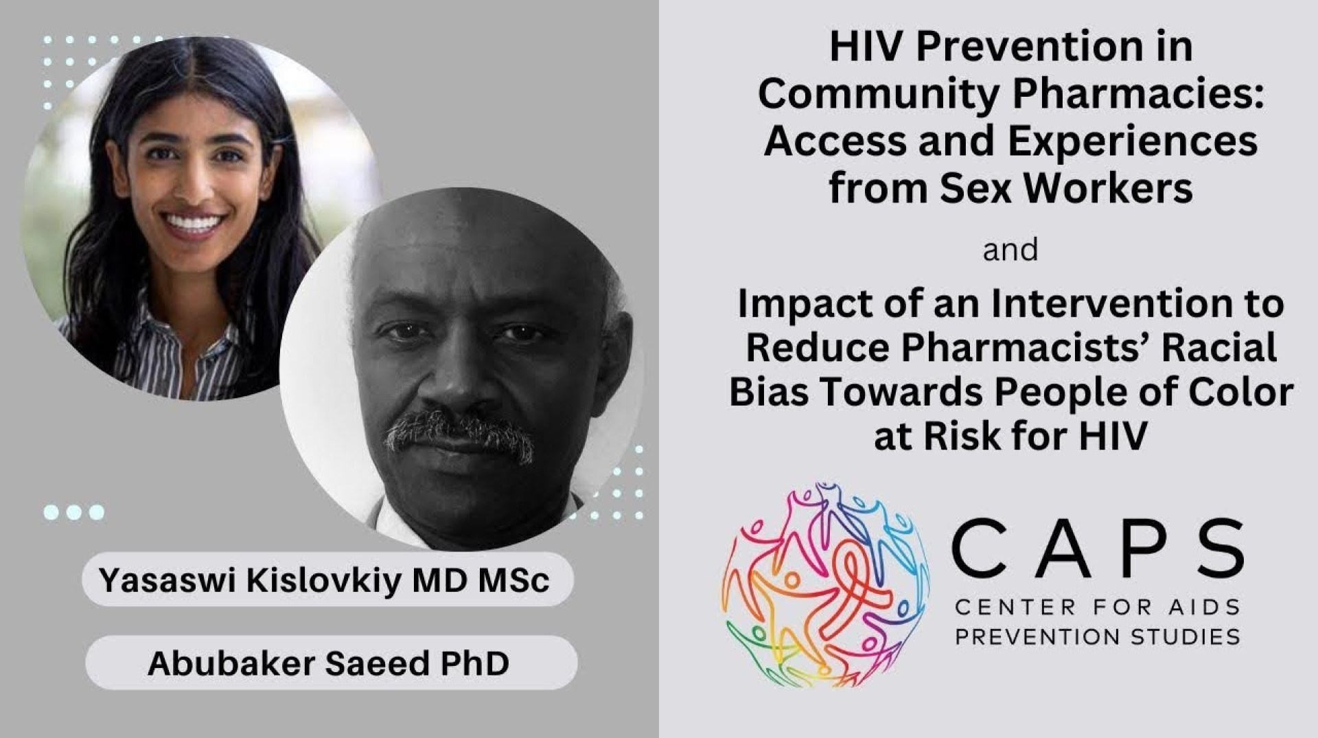 HIV Prevention in Community Pharmacies for Sex Workers & Reducing Pharmacists' Racial Bias Impact HIV Prevention in Community Pharmacies for Sex Workers & Reducing Pharmacists' Racial Bias Impact
