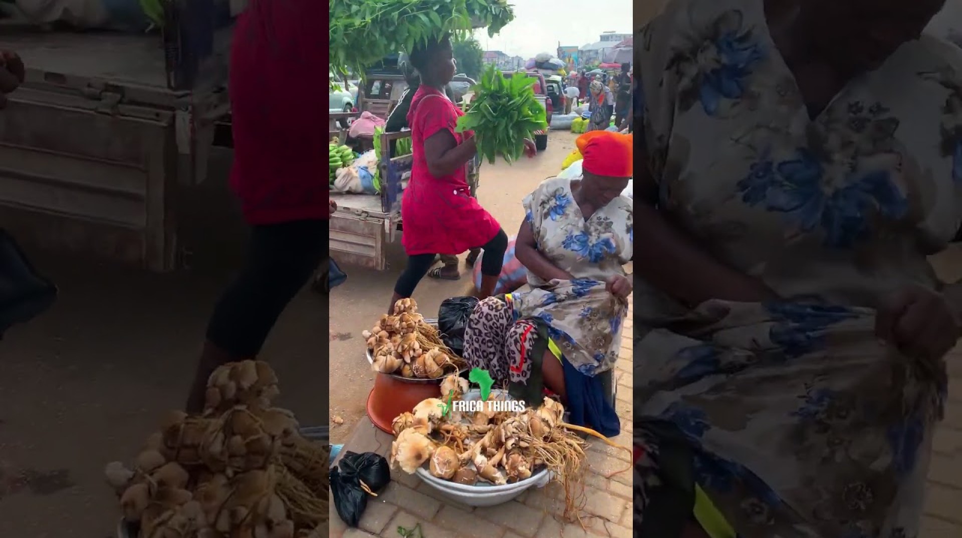 Mushrooms, pineapples and others for sale at Ejisu street market in Ghana #ghana #travel #africa Mushrooms, pineapples and others for sale at Ejisu street market in Ghana #ghana #travel #africa