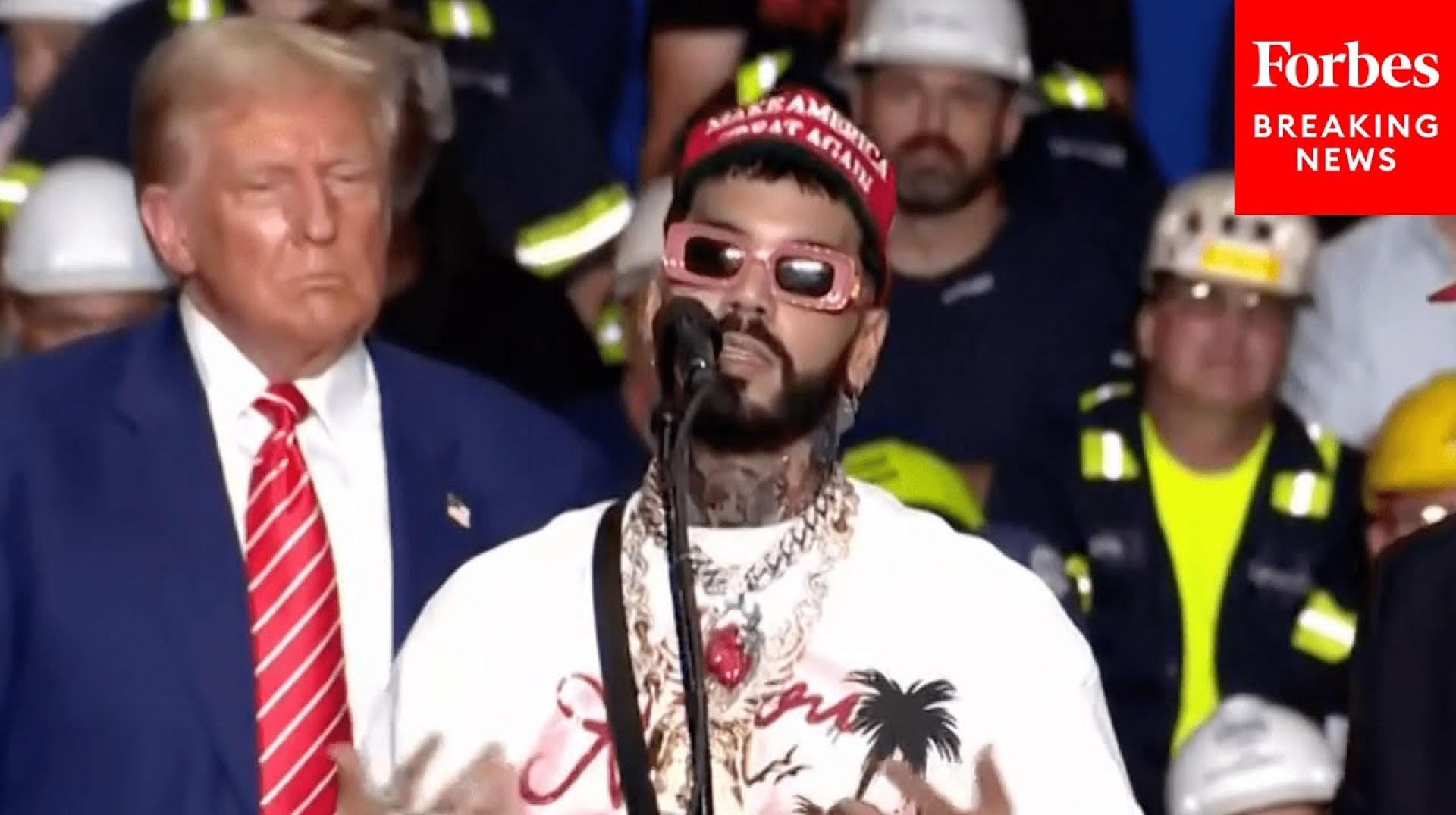 WATCH: Rapper Anuel AA Joins Donald Trump On Stage During Campaign Rally In Pennsylvania WATCH: Rapper Anuel AA Joins Donald Trump On Stage During Campaign Rally In Pennsylvania